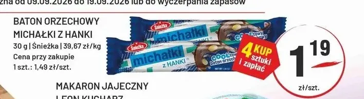 Baton orzechowy Michałki z Hanki Śnieżka promocja w Sedal