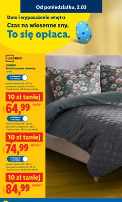 Pościel satynowa z bawełny 220x200cm, 2x70x80cm promocja w Lidl