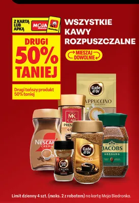 Wszystkie kawy rozpuszczalne DRUGA -50% promocja w Biedronka
