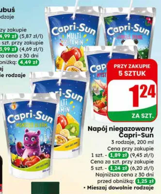 Napój niegazowany 3 rodzaje promocja w Dino