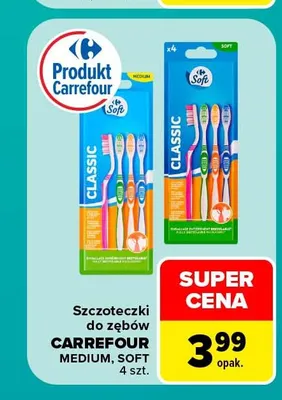 Szczoteczki do zębów Carrefour Medium Soft 4-pak promocja w Carrefour