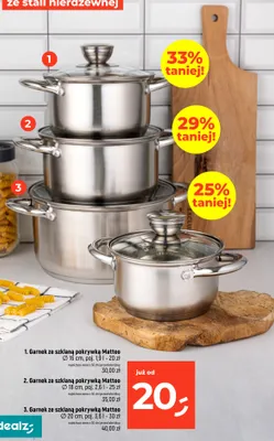 Garnek ze szklaną pokrywką Matteo Ø 20 cm poj. 3,6 l promocja w Dealz