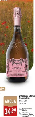 Wino Grande Alberone Prosecco Rose promocja w Aldi