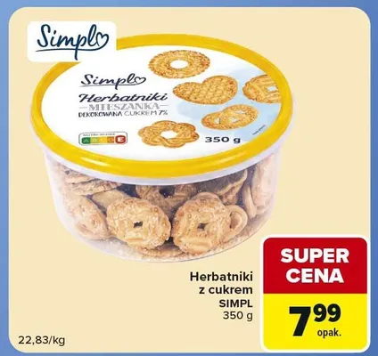 Herbatniki z cukrem Simpl promocja w Carrefour Express