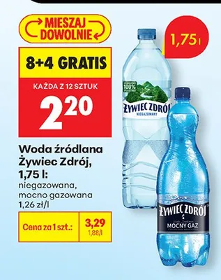 Woda źródlana mocno gazowana promocja w Biedronka