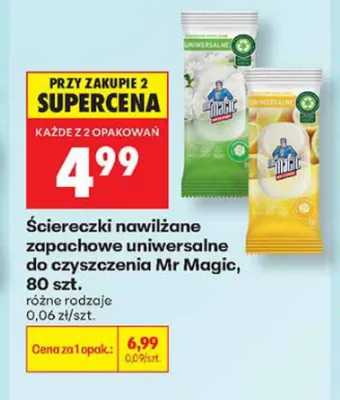 Ściereczki nawilżane zapachowe uniwersalne do czyszczenia Mr Magic promocja w Biedronka