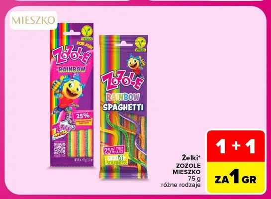 Żelki Zozole Rainbow Spaghetti promocja w Carrefour