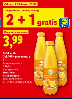 Sok 100% pomarańcza Solevita promocja w Lidl