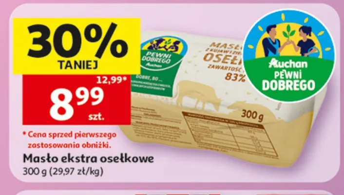 Masło ekstra osełkowe Auchan Pewni Dobrego promocja w Auchan