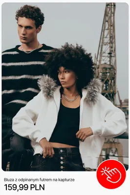 Bluza z odpinanym futrem na kapturze Cropp promocja w Cropp
