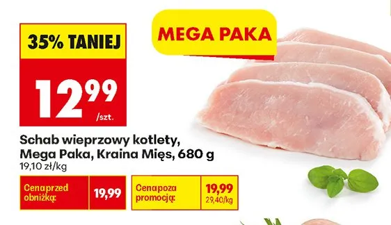 Schab wieprzowy kotlety Mega Paka Kraina Mięs promocja w Biedronka