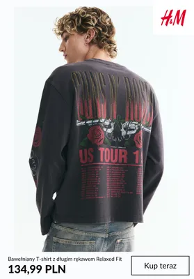 Bawełniany T-shirt z długim rękawem Relaxed Fit H&M promocja w H&M