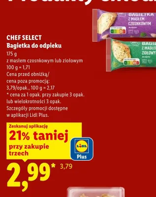 Bagietka do odpieku z masłem czosnkowym CHEF SELECT promocja w Lidl