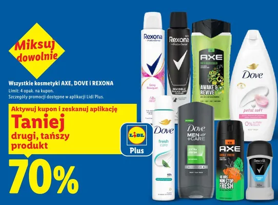 Wszystkie produkty kosmetyczne Axe, Dove, Rexona promocja w Lidl