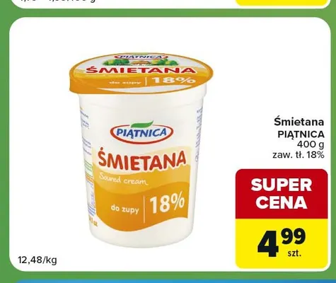 Śmietana Piątnica 18% promocja w Carrefour Express