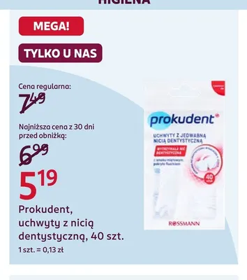 Uchwyty z nicią dentystyczną Prokudent promocja w Rossmann
