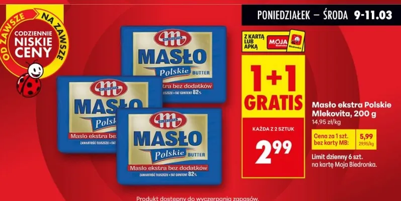 Masło ekstra polskie promocja w Biedronka
