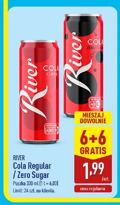 Napój gazowany River Cola Zero Sugar promocja w Aldi