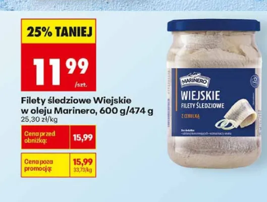 Filety śledziowe Wiejskie w oleju Marinero promocja w Biedronka