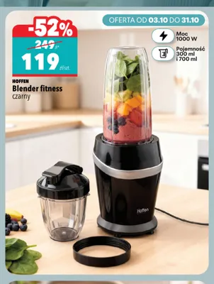 Blender fitness czarny Hoffen promocja w Biedronka Home