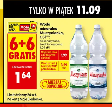 Woda mineralna gazowana Muszynianka niskonasycona promocja w Biedronka