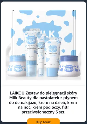 Zestaw do pielęgnacji skóry Milk Beauty dla nastolatek LAIKOU promocja w Amazon