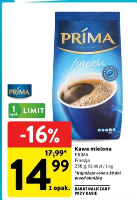 Kawa mielona PRIMA Finezja promocja w Intermarche