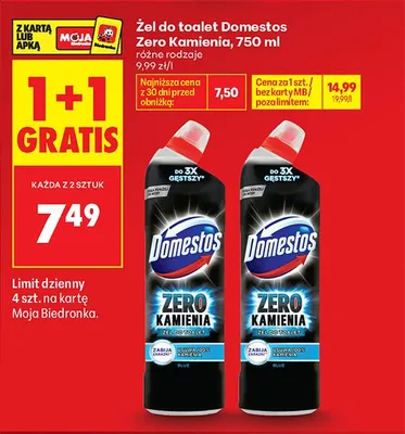 Żel do toalet Domestos Zero Kamienia Blue promocja w Biedronka