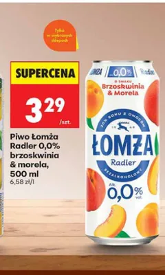 Piwo bezalkoholowe Łomża Radler 0,0% brzoskwinia & morela promocja w Biedronka