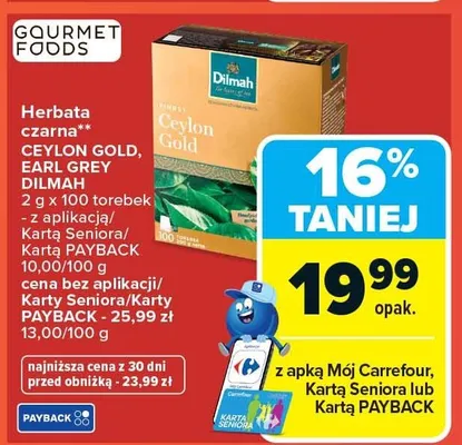 Herbata czarna ceylon gold, earl grey, english breakfast promocja w Carrefour Market