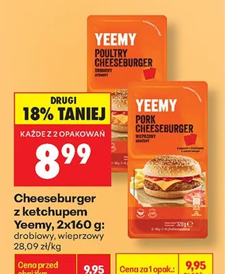 Cheeseburger z ketchupem wieprzowy Yeemy 2-pak promocja w Biedronka