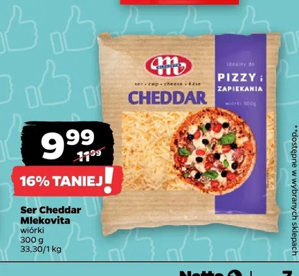 Ser Cheddar Mlekovita wiórki promocja w Netto