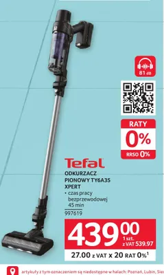 Odkurzacz pionowy Tefal TY6A35 Xpert promocja w Selgros