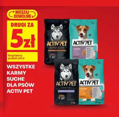 Karmy suche dla psów Activ Pet promocja w Biedronka