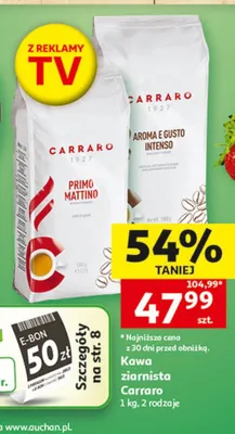 Kawa ziarnista Carraro Aroma e Gusto Intenso promocja w Auchan