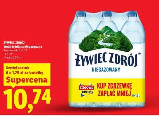 Woda źródlana niegazowana Żywiec Zdrój promocja w Lidl