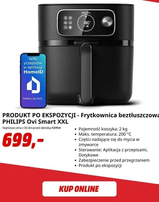 Produkt po ekspozycji - frytkownica beztłuszczowa Philips Ovi Smart Xxl promocja w Media Markt