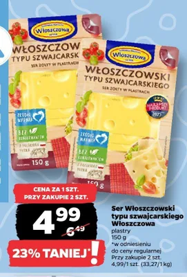 Ser Włoszczowski typu szwajcarskiego Włoszczowa plastry promocja w Netto