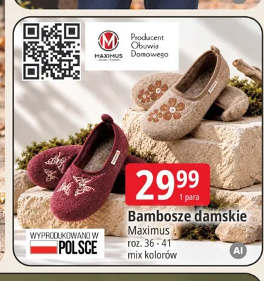 Bambosze damskie Maximus promocja w Leclerc