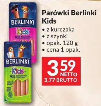 Parówki Berlinki Kids z kurczaka z szynki promocja w Makro