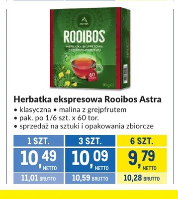 Herbatka ekspresowa Rooibos Astra malina z grejpfrutem promocja w Makro