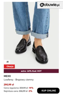 Loafersy brązowy ciemny Mexx promocja w eobuwie.pl