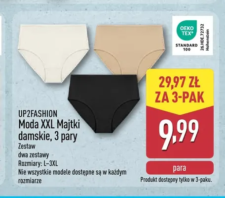 Majtki damskie Moda XXL 3-pak UP2FASHION promocja w Aldi