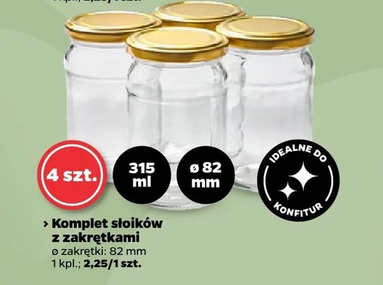 Komplet słoików z zakrętkami Altom Design 4-pak 900 ml ø82 mm promocja w Netto