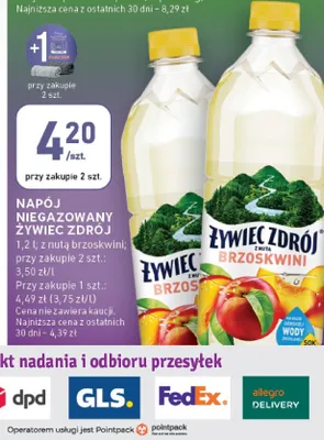 Napój niegazowany Żywiec Zdrój Brzoskwinia promocja w Stokrotka