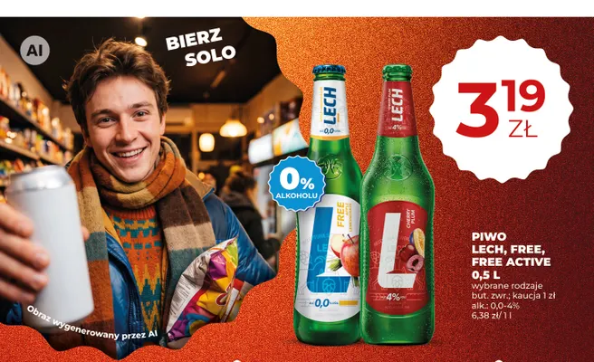 Piwo bezalkoholowe Lech Apple Lemongrass promocja w Duży Ben