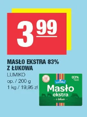 Masło ekstra 83% z Łukowa Lumiko promocja w SPAR