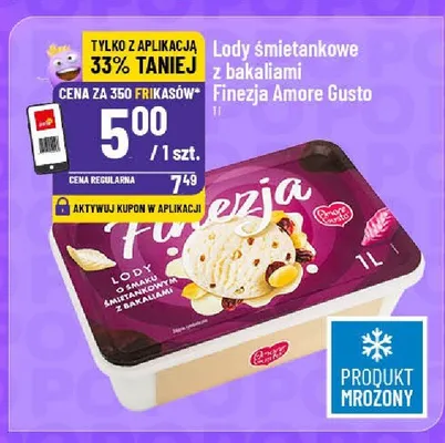 Lody śmietankowe z bakaliami Finezja Amore Gusto promocja w POLOmarket