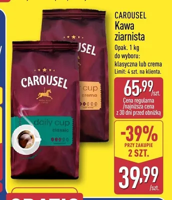 Kawa ziarnista klasyczna Carousel promocja w Aldi