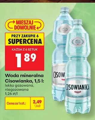 Woda mineralna gazowana Cisowianka lekko promocja w Biedronka